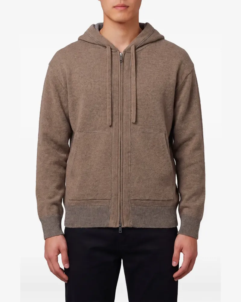 Roberto Collina merino wool zip-up hoodie - Braun Braun