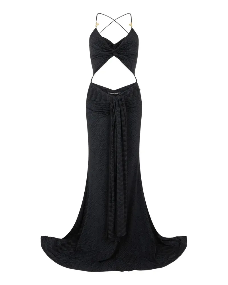 Roberto Cavalli cut-out snake-detail maxi dress - Schwarz Schwarz