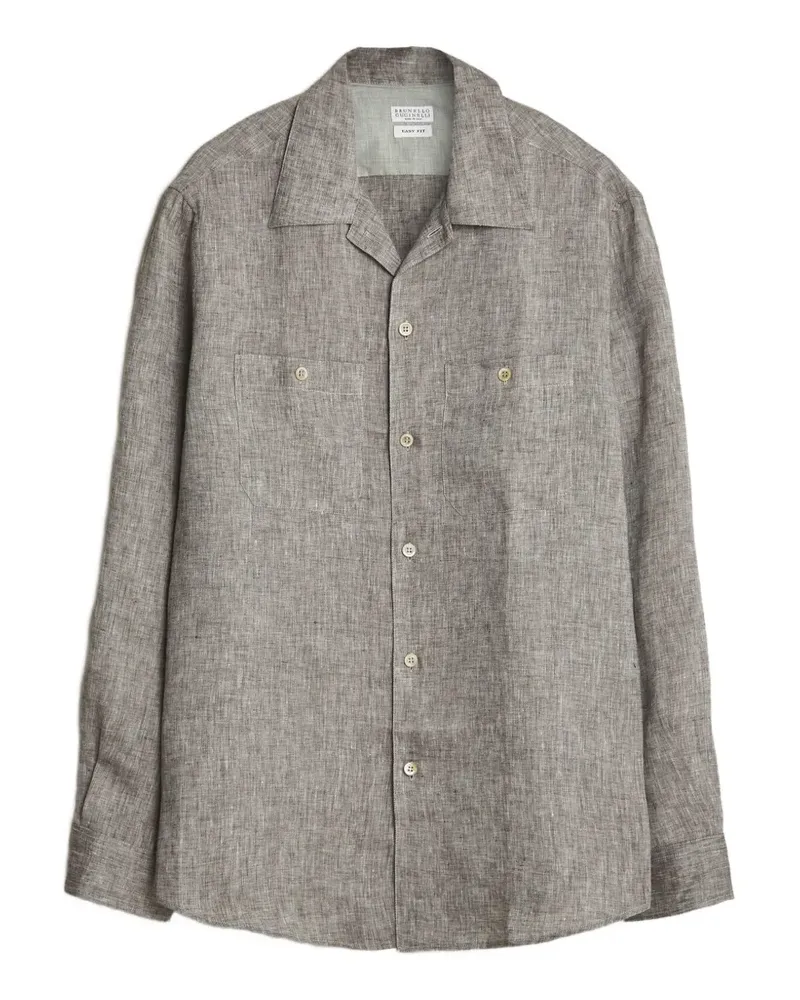 Brunello Cucinelli mélange-effect button-up shirt - Grau Grau