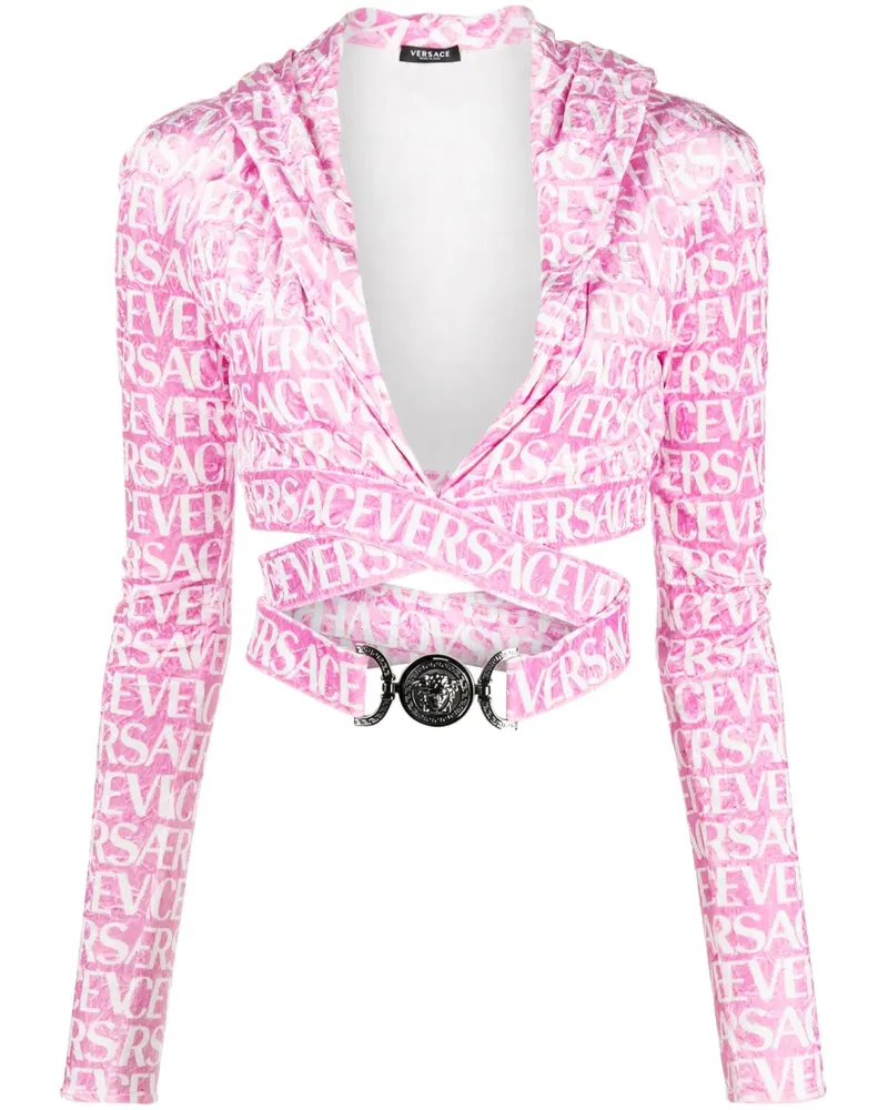 Versace Cropped-Hoodie - Rosa Rosa