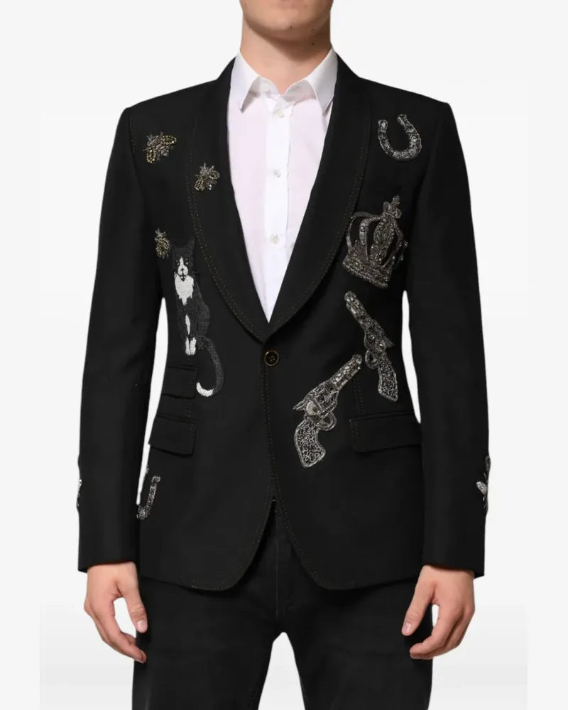 Dolce & Gabbana Verzierter Blazer mit Schalkragen - Schwarz Schwarz