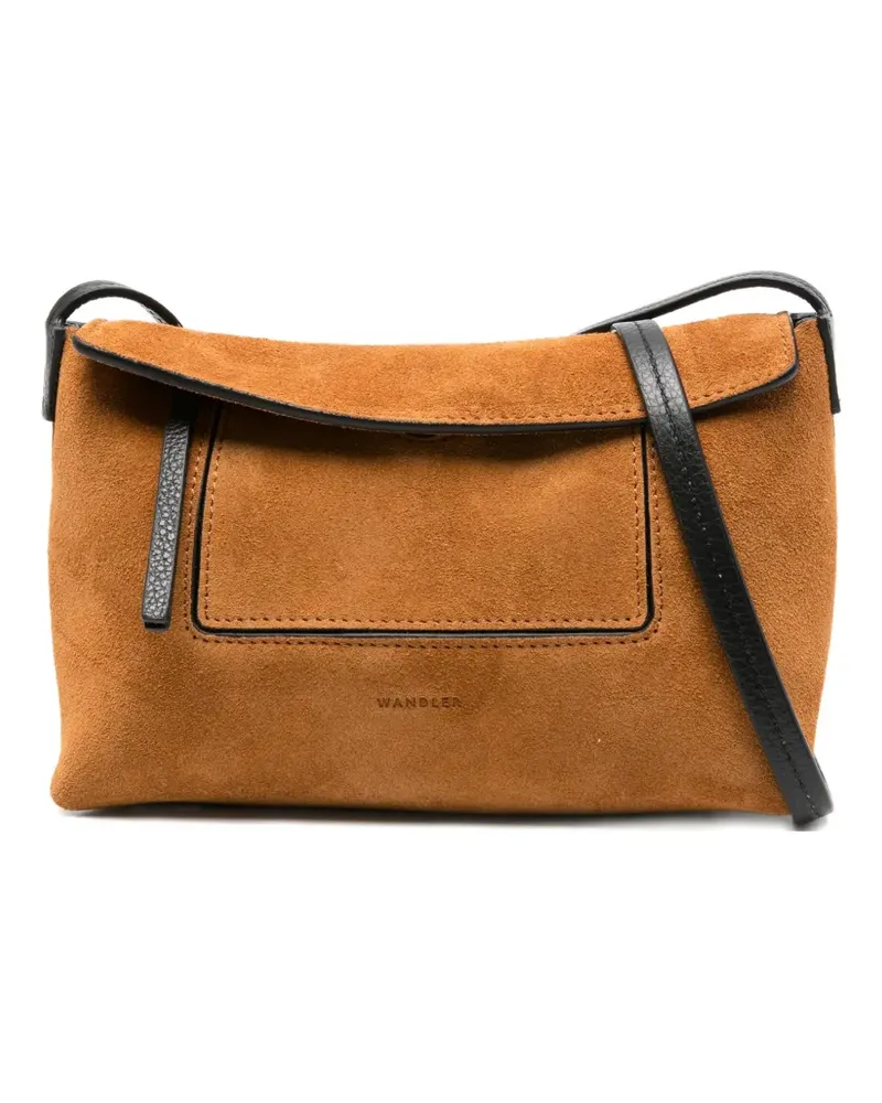 WANDLER Mini Penelope Slouch Wildleder-Klappentasche - Braun Braun