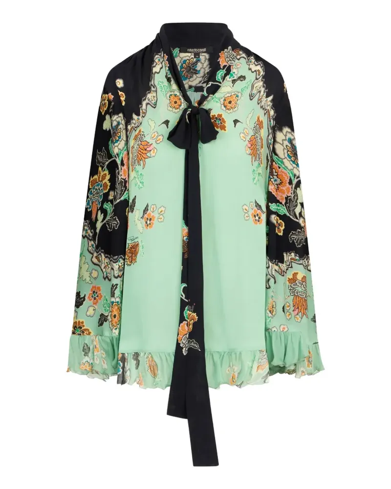 Roberto Cavalli floral-print ruffled mini dress - Grün Grün