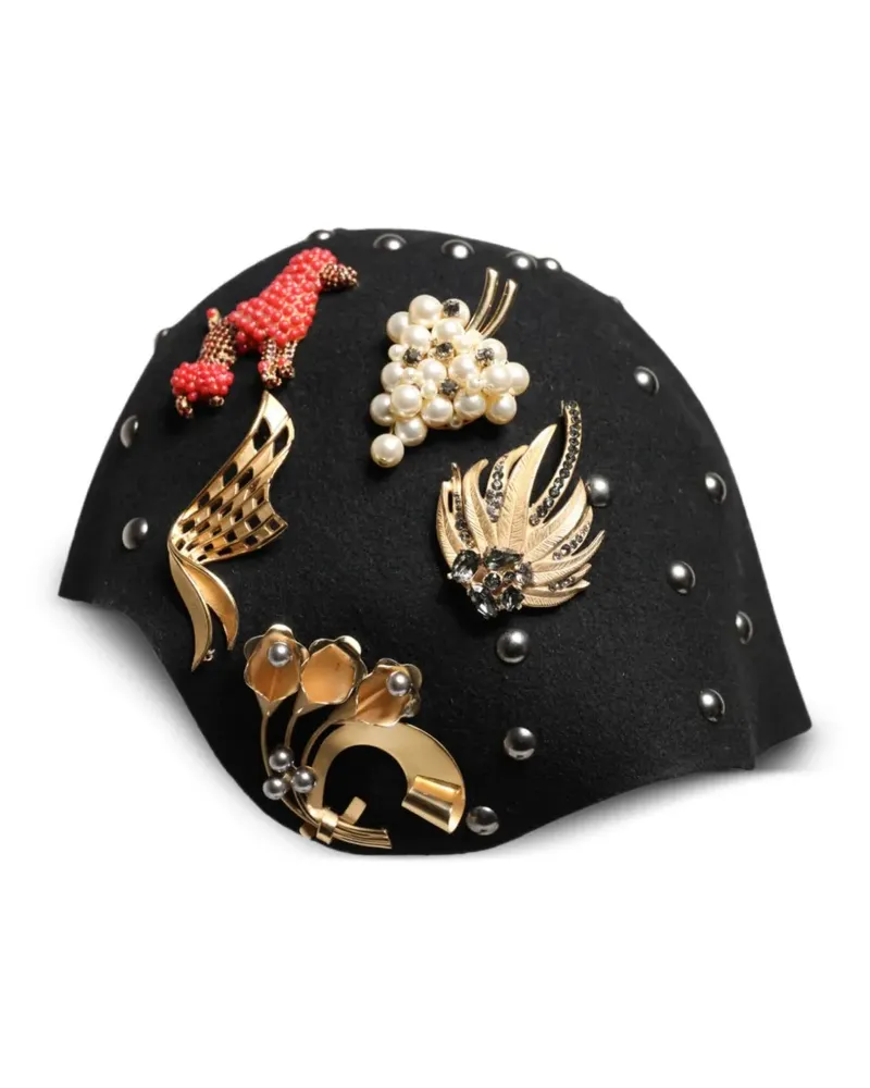 Dolce & Gabbana Cloche-Hut mit Brosche - Schwarz Schwarz