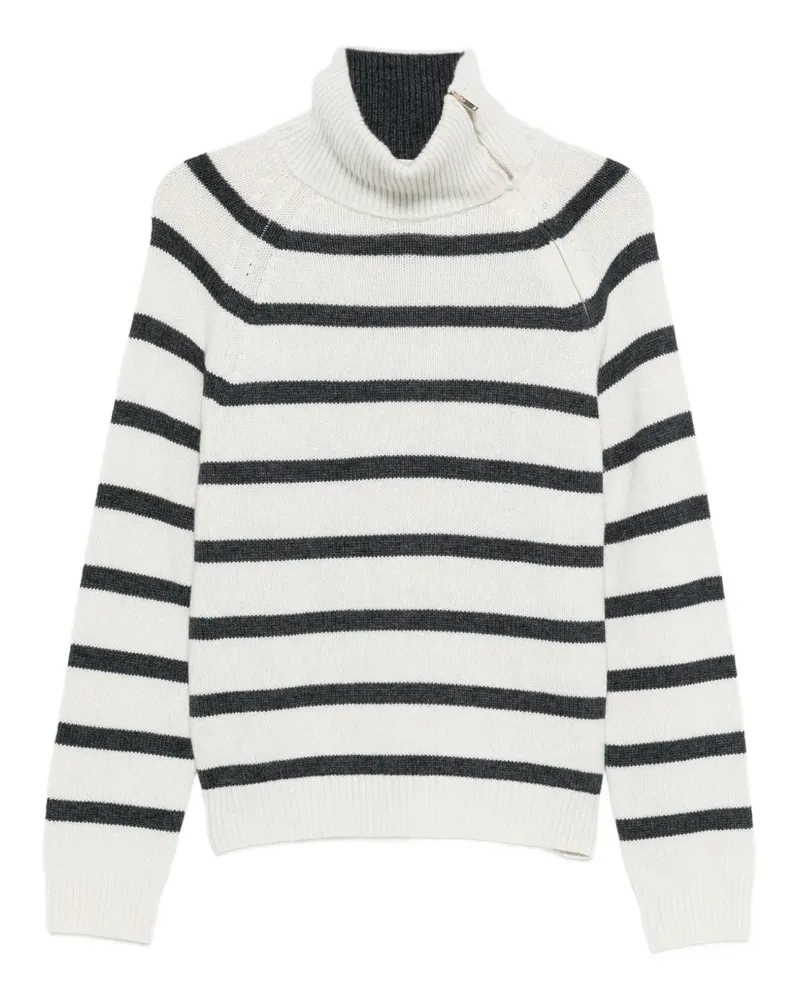Semicouture Gestreifter Rollkragenpullover - Weiß Weiß