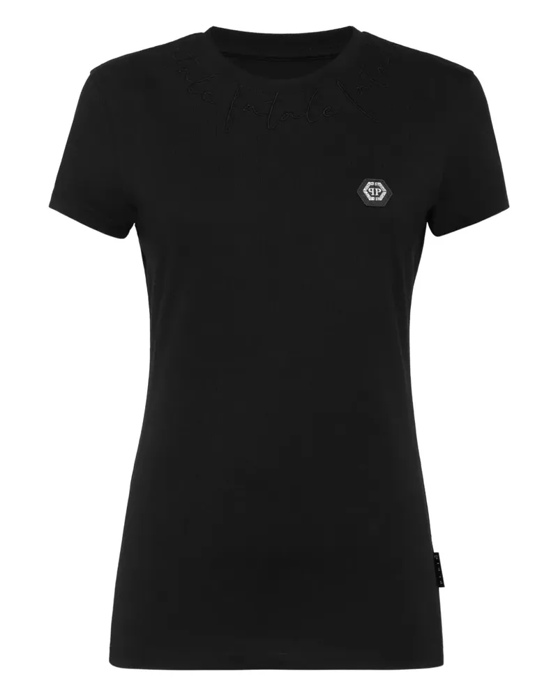 Philipp Plein Logo Fatale-embroidered T-shirt - Schwarz Schwarz