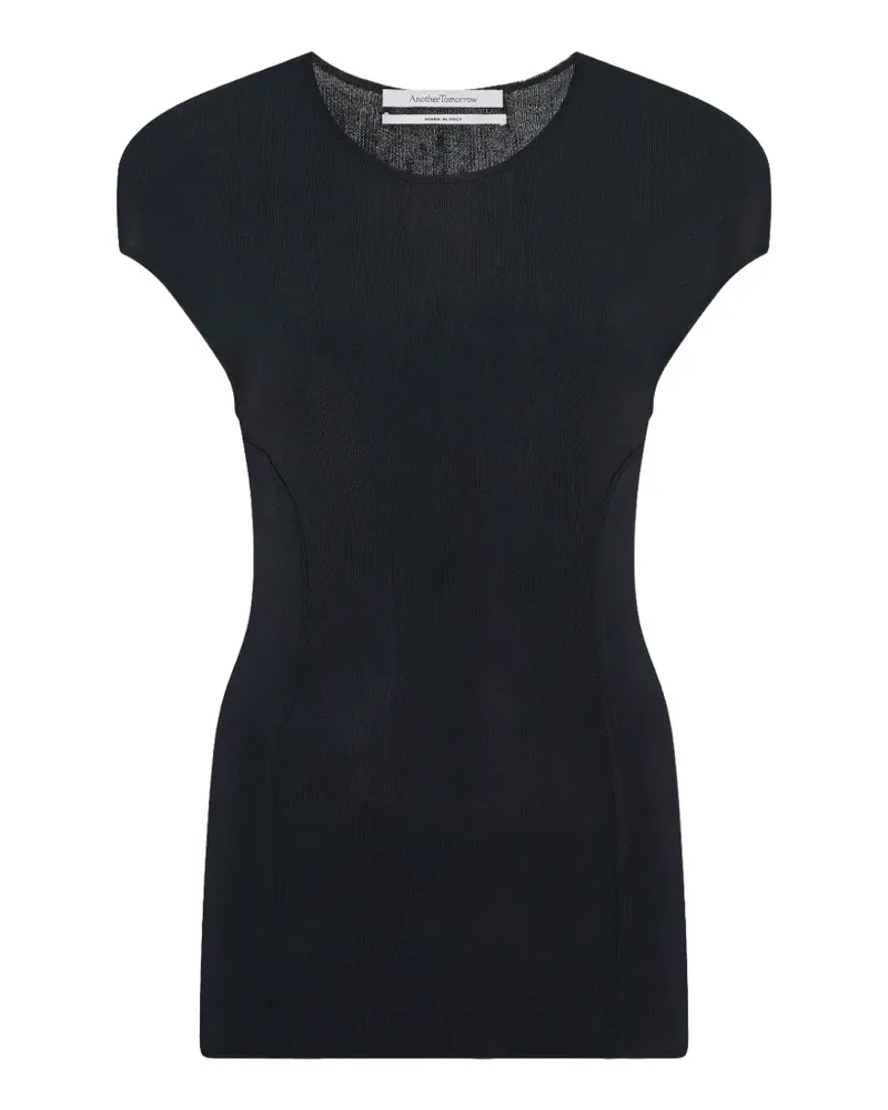 Another Tomorrow seamed fitted top - Schwarz Schwarz