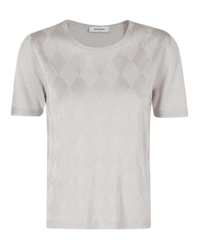 Gran Sasso argyle-pattern metallic-effect T-shirt - Grau Grau