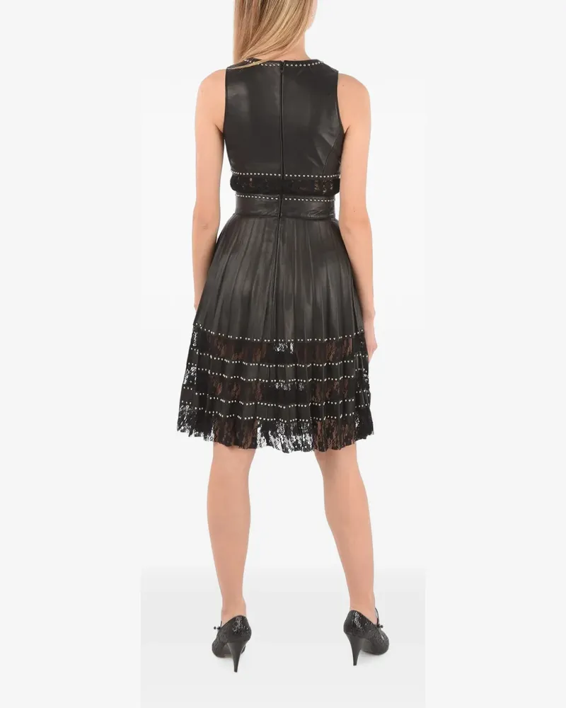 Philipp Plein studded lace-panel midi dress - Schwarz Schwarz