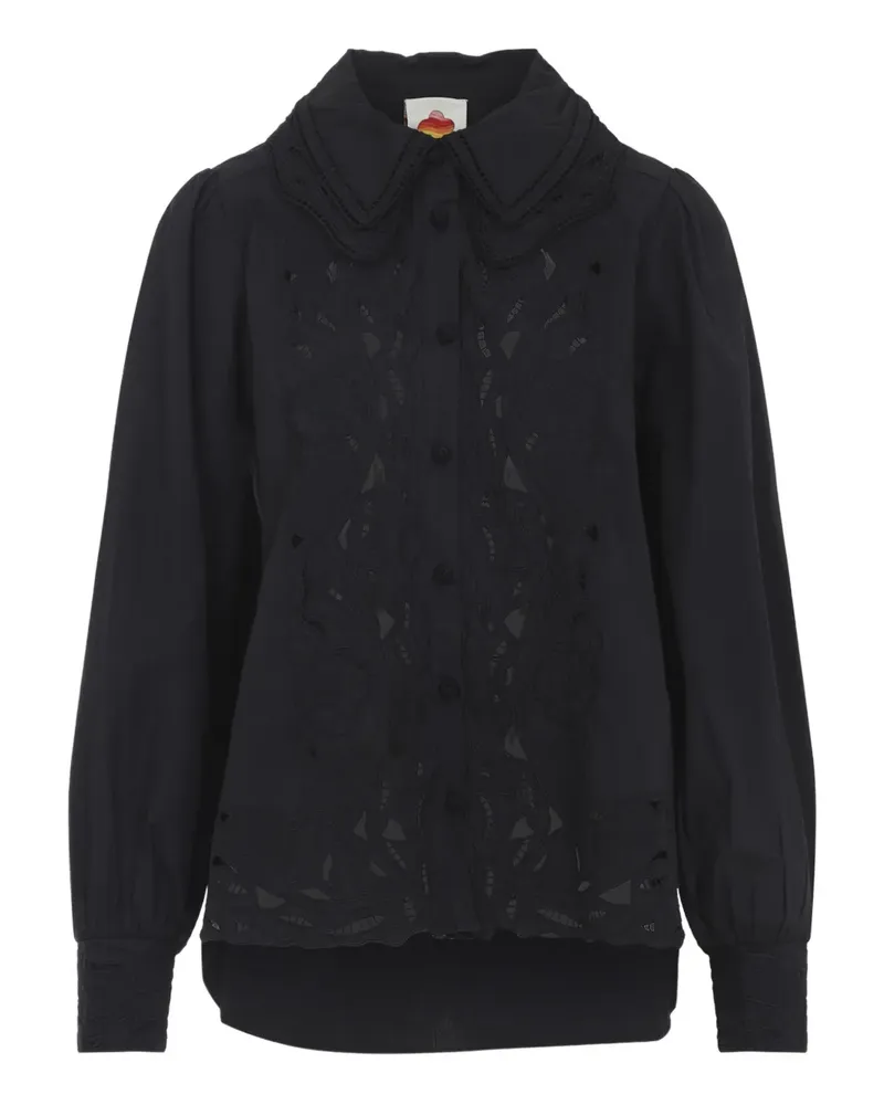 FARM Rio cut-out scalloped blouse - Schwarz Schwarz
