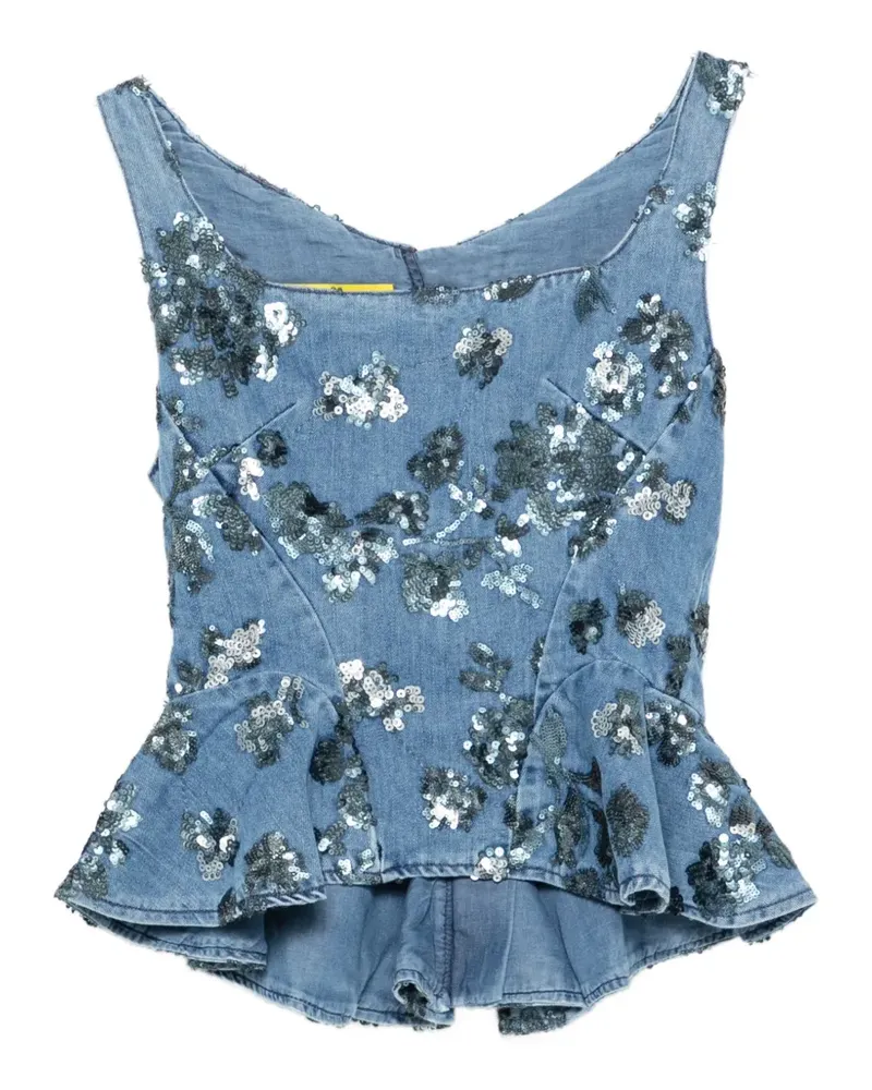 Marques ' Almeida Top mit Pailletten - Blau Blau