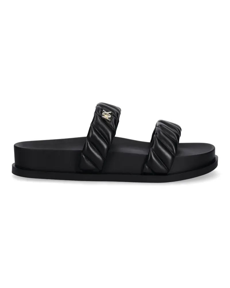 Armani Exchange quilted double-strap slides - Schwarz Schwarz