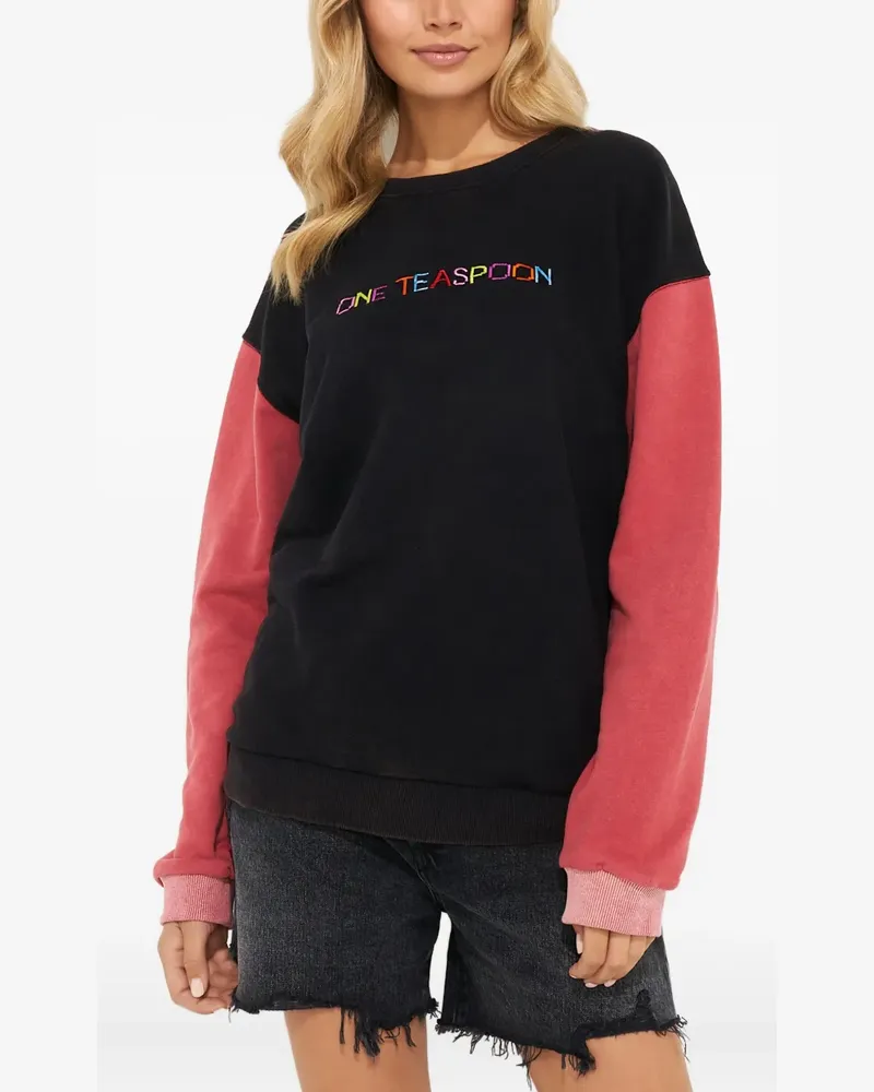 One Teaspoon contrast-sleeve printed sweatshirt - Schwarz Schwarz