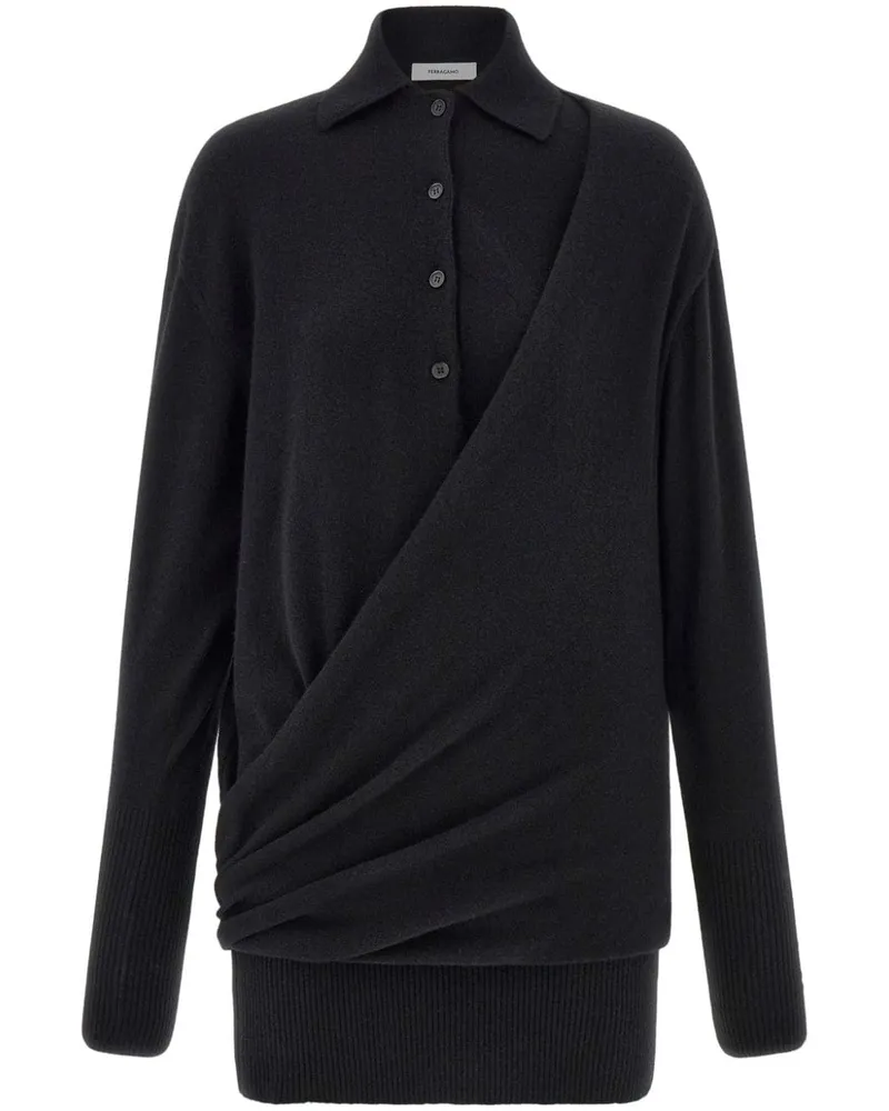 Ferragamo Gestricktes Poloshirtkleid - Schwarz Schwarz