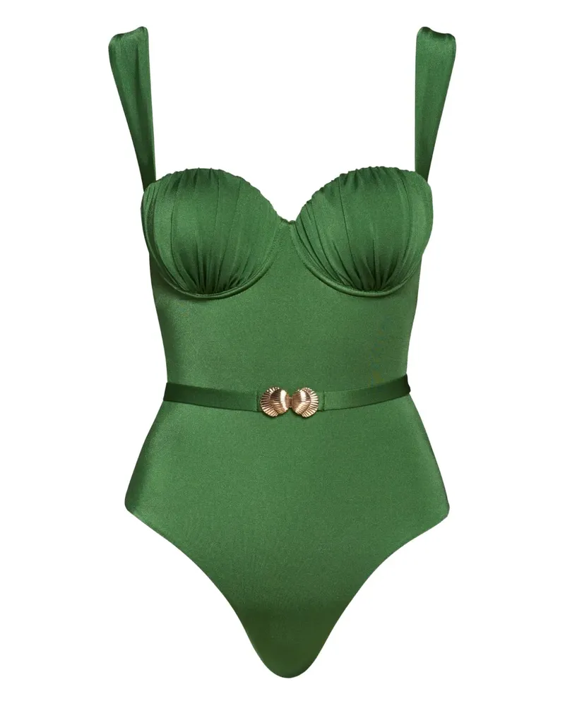 Noire Swimwear Balconette-Badeanzug mit Gürtel - Grün Grün