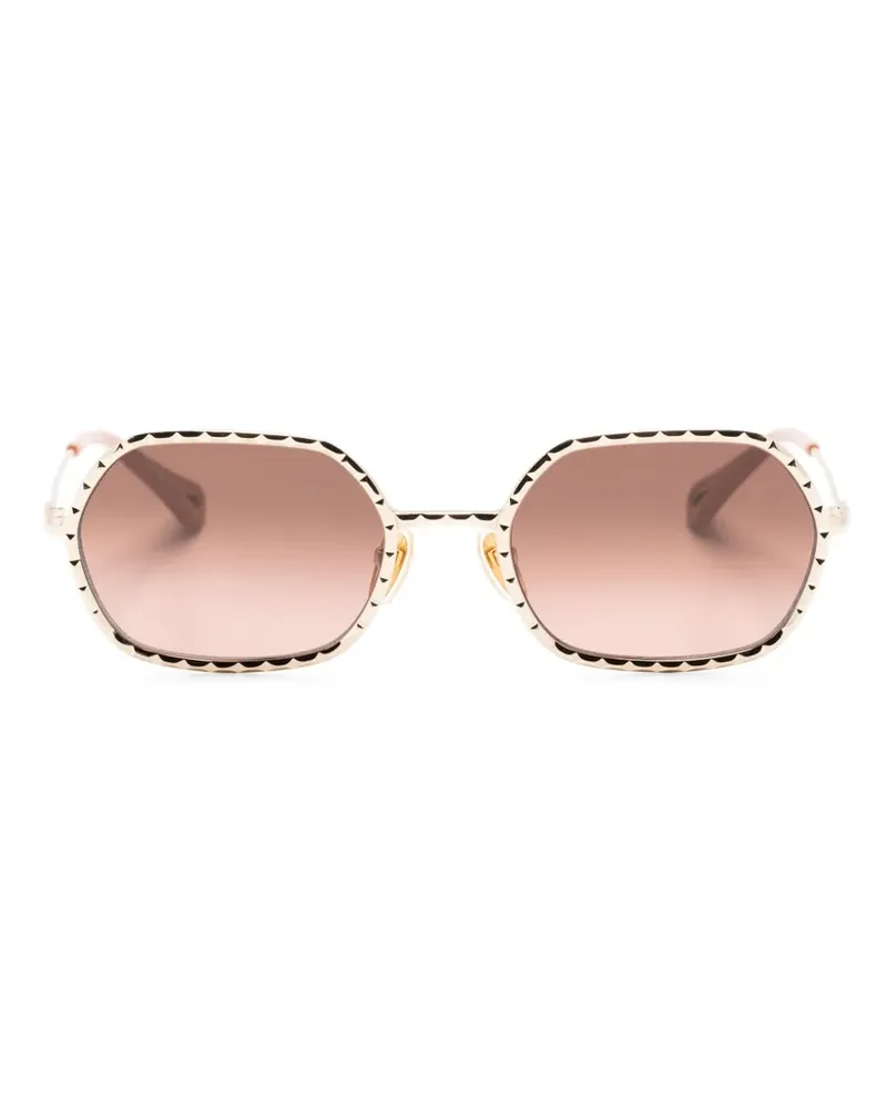 Chloé Sonnenbrille mit geometrischem Gestell - Gold Gold