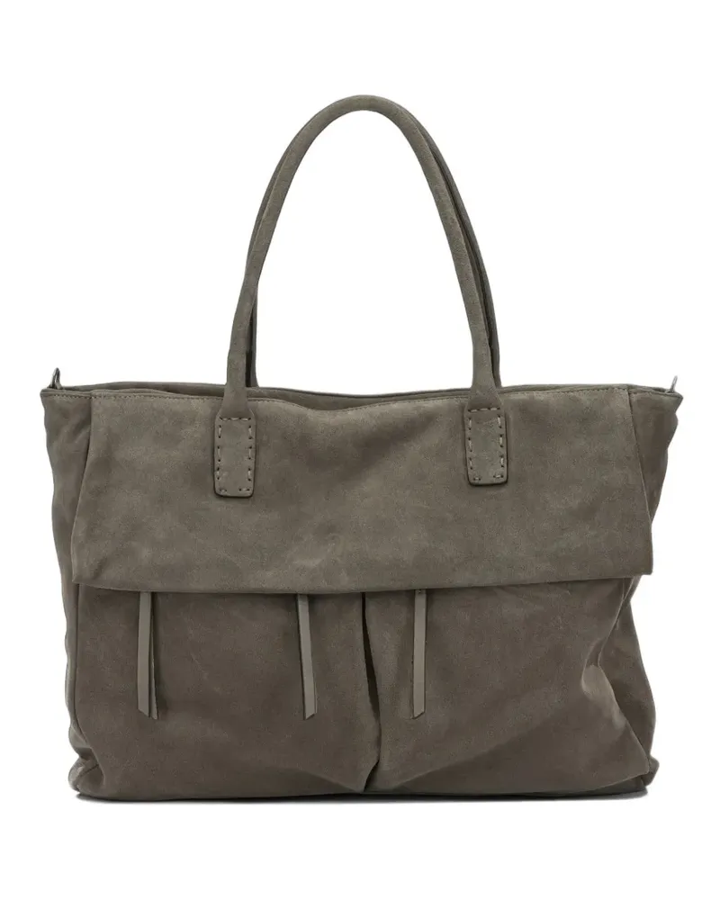 Reptile's House Larissa Schultertasche aus Leder mit Wildleder-Finish - Grau Grau