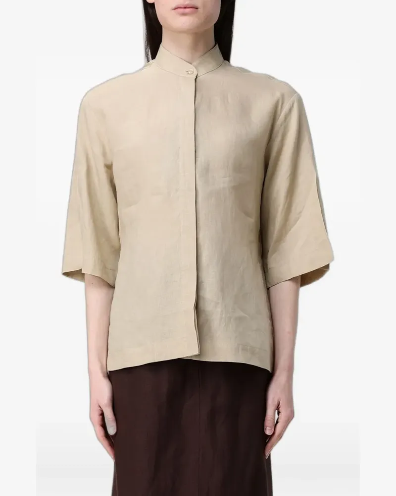 Colmar mandarin-collar short-sleeve shirt - Nude Nude