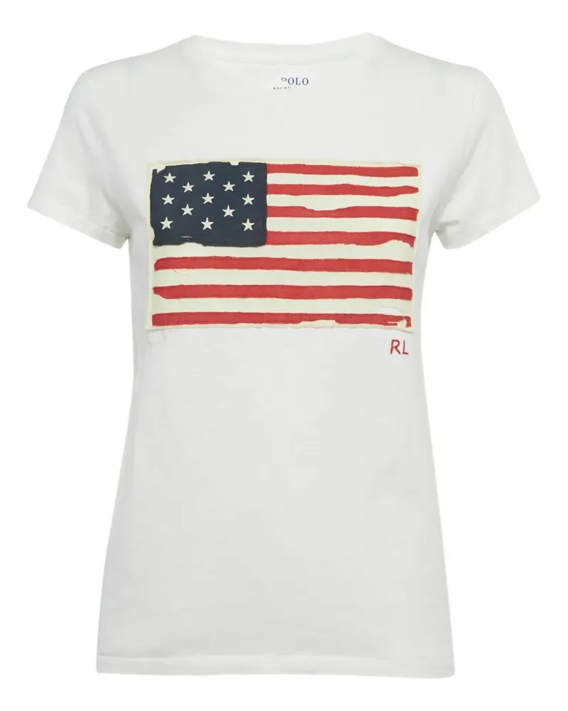 Ralph Lauren flag applique T-shirt - Weiß Weiß