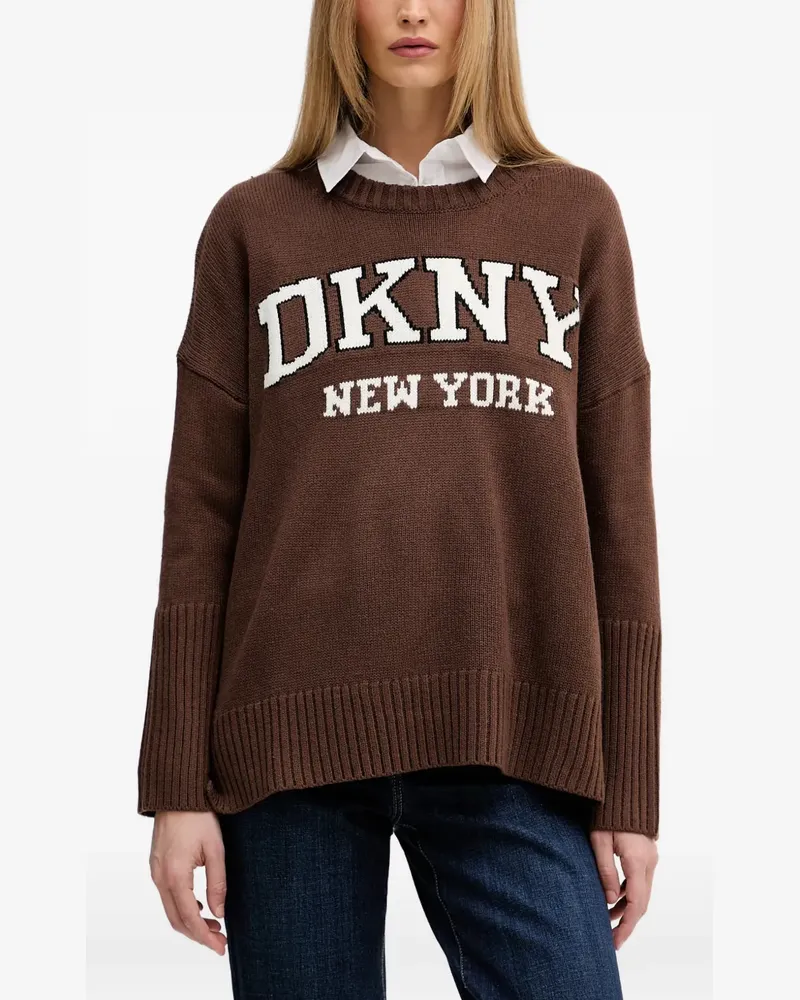 DKNY Pullover mit Intarsien-Logo - Braun Braun