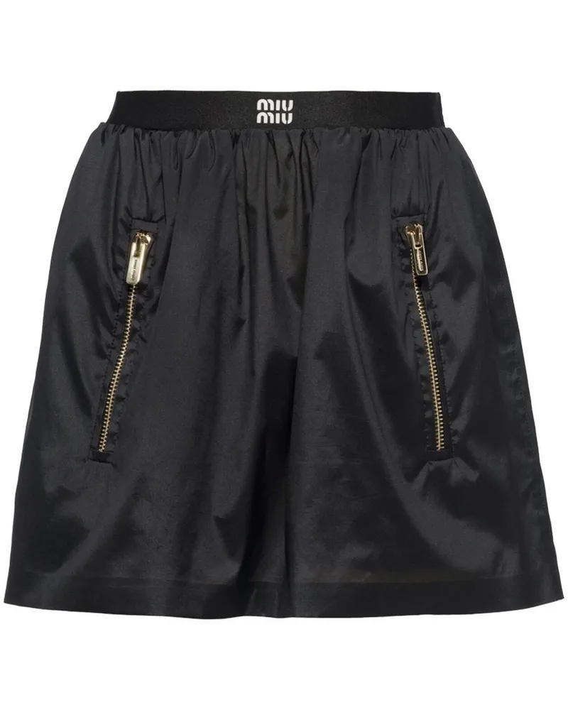 Miu Miu Minirock mit Logo-Bund - Schwarz Schwarz