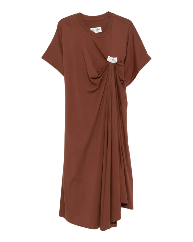 Maison Margiela logo-patch midi dress - Braun Braun