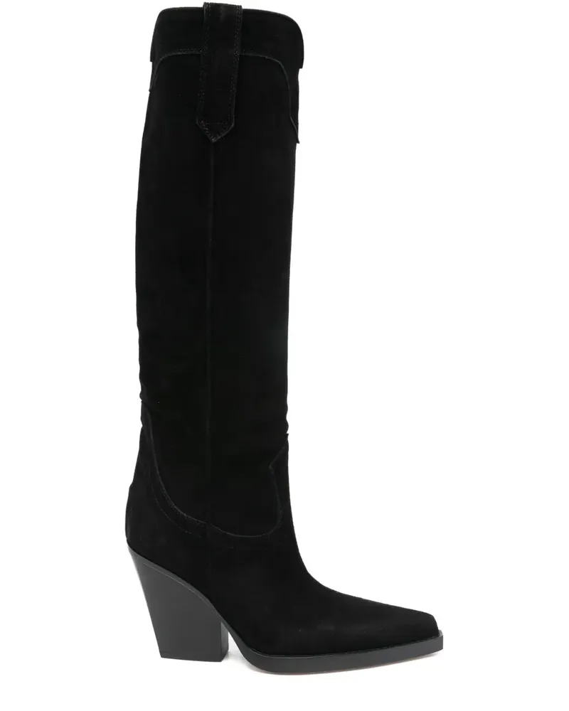 Paris Texas pointed-toe leather boots - Schwarz Schwarz