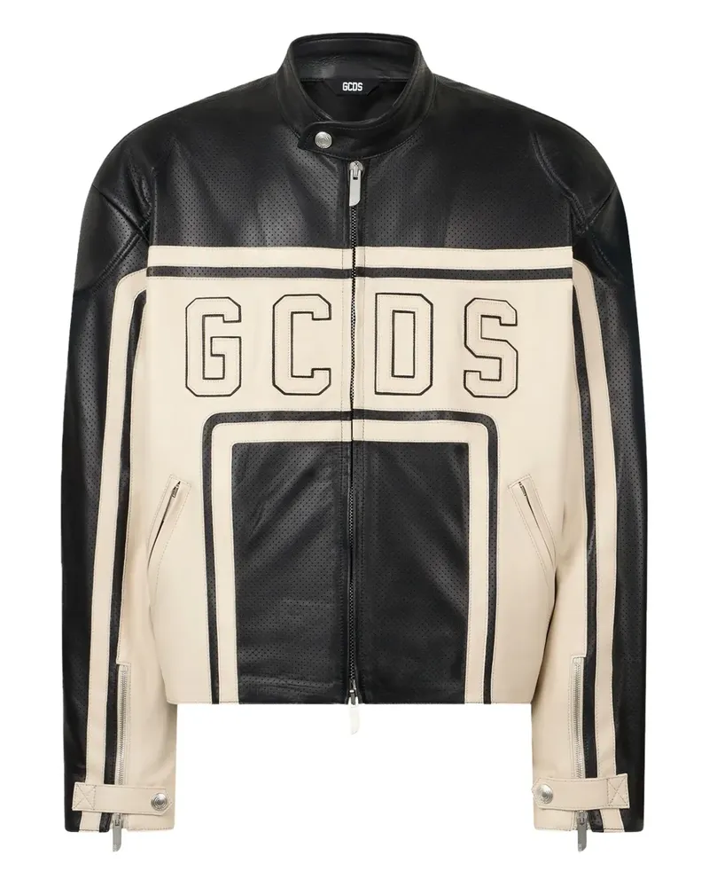 GCDS Perforierte Lederjacke - Schwarz Schwarz