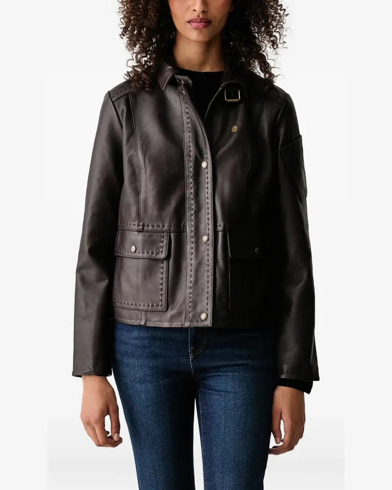 Aeronautica Militare stitched leather jacket - Braun Braun