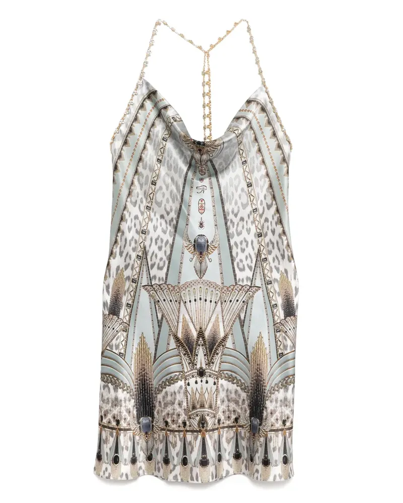 Camilla The Sahara Starlet Short Bias Neckholder-Kleid - Grau Grau