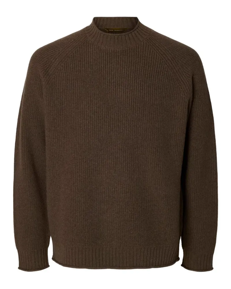 Selected ribbed-knit wool sweater - Braun Braun