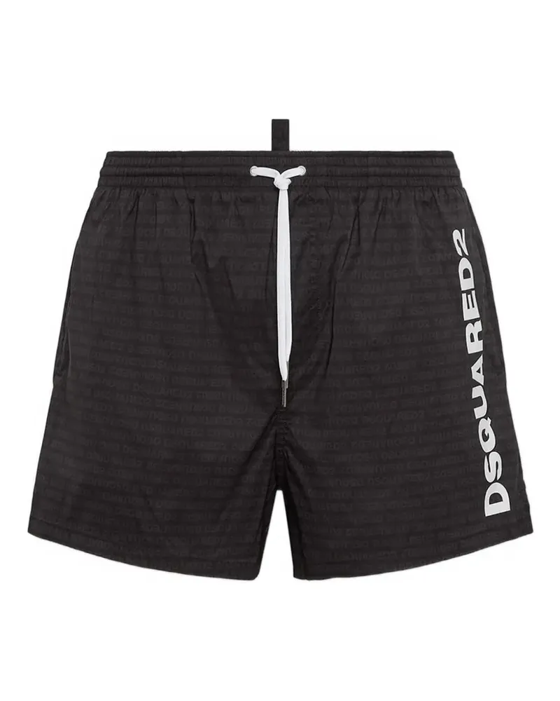 Dsquared2 Badeshorts mit Logo-Print - Schwarz Schwarz