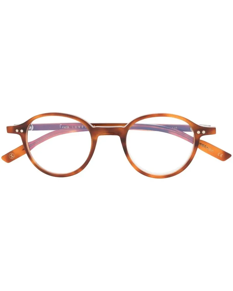 Lesca Puno Brille mit rundem Gestell - Braun Braun