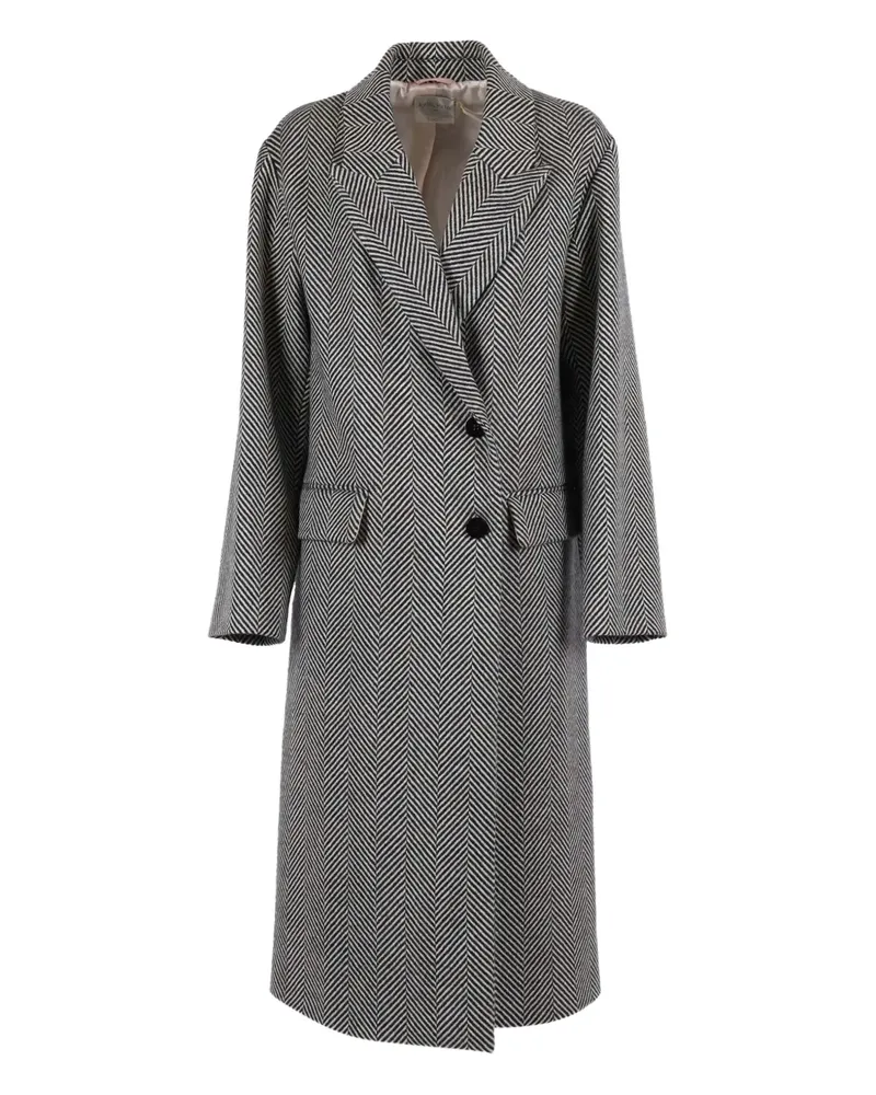 forte_forte chevron coat - Schwarz Schwarz