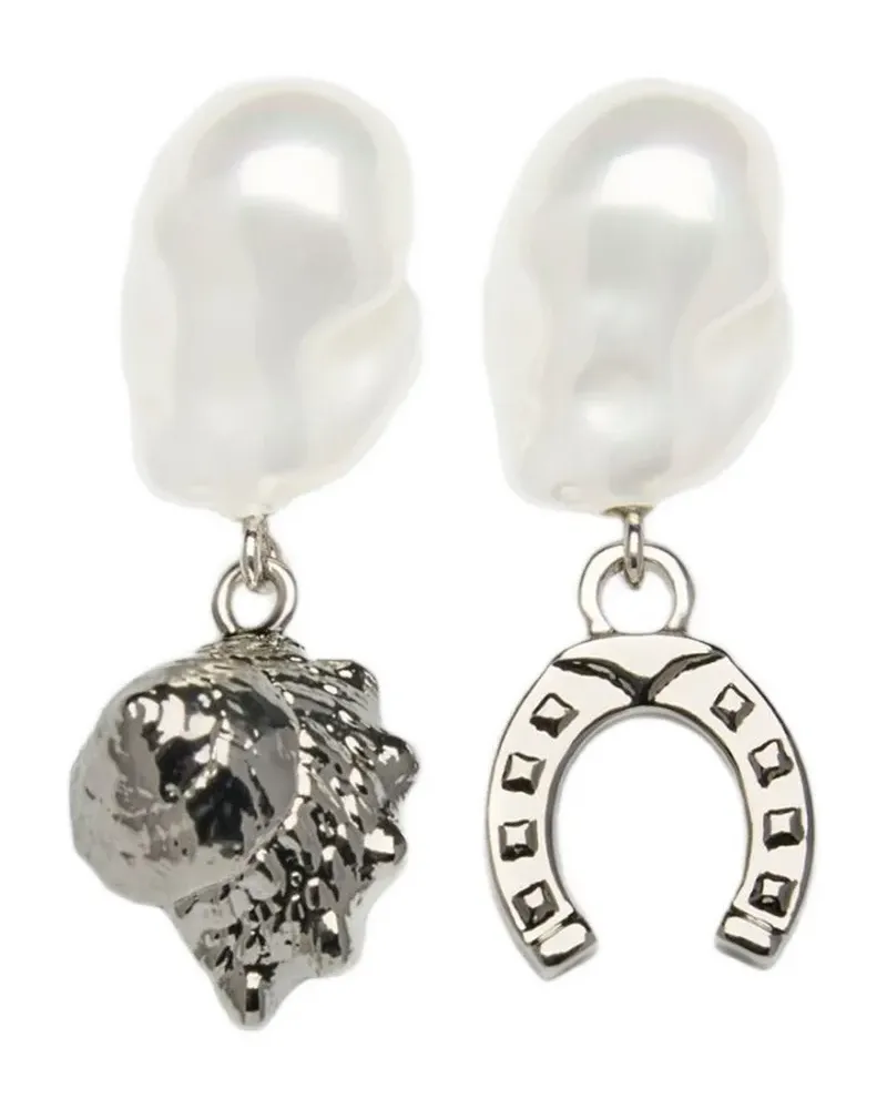 Erdem pearl horseshoe charm earrings - Silber Silber