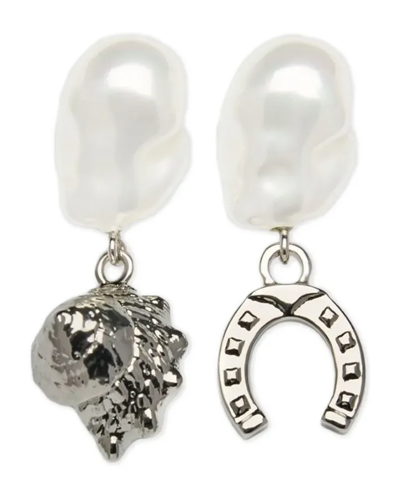 Erdem pearl horseshoe charm earrings - Silber Silber