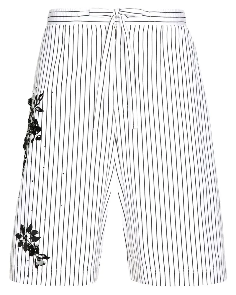 Dolce & Gabbana Gestreifte Bermudas mit Blumendetail - Weiß Weiß