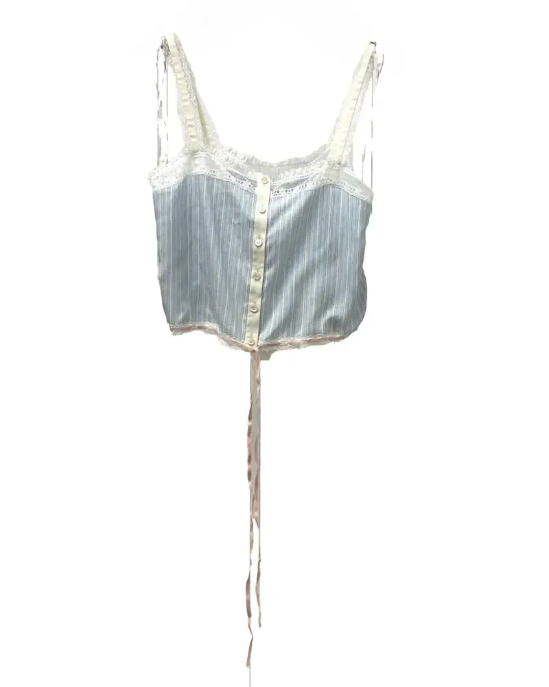 Chloé Nadelstreifen-Oberteil mit Spitzenbesatz - Blau Blau