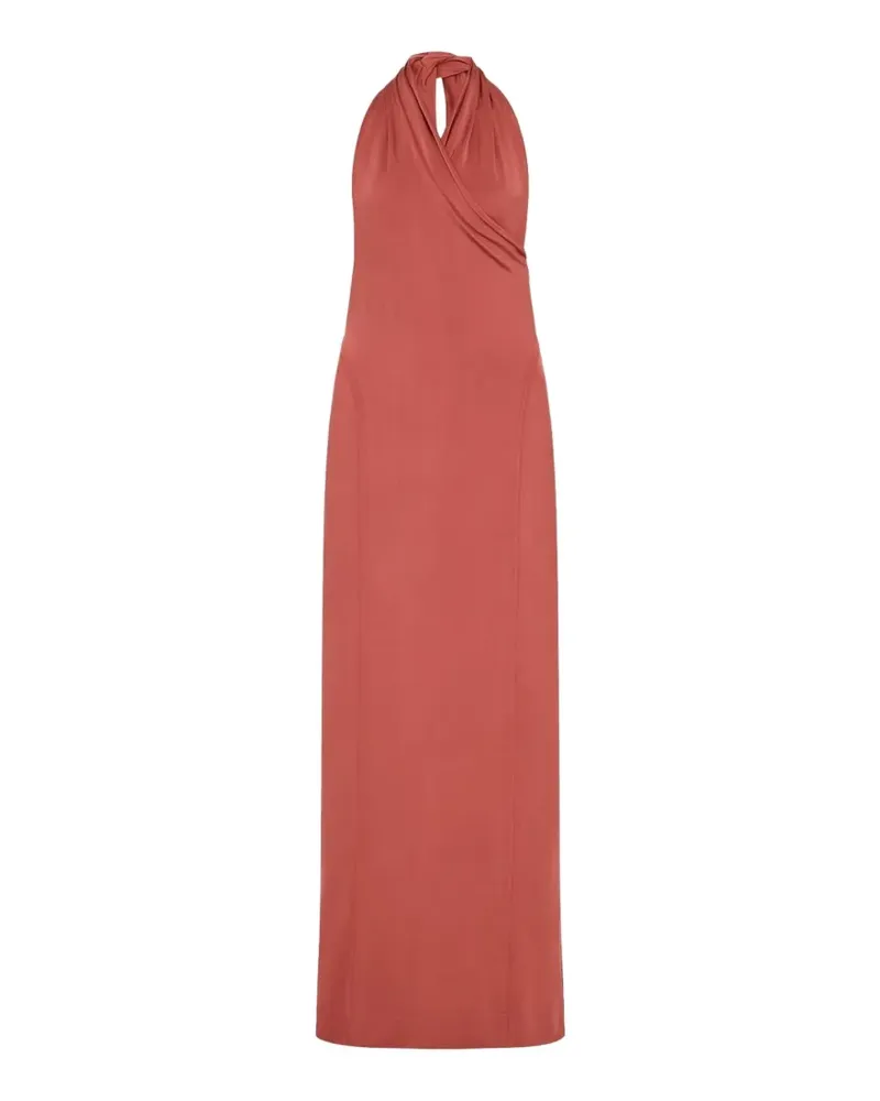 Another Tomorrow Gerafftes Neckholder-Kleid - Orange Orange