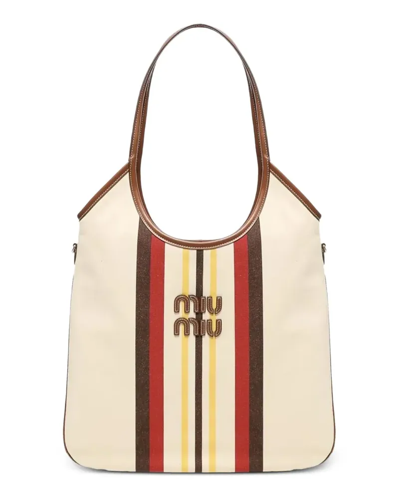 Miu Miu striped-pattern tote bag - Nude Nude