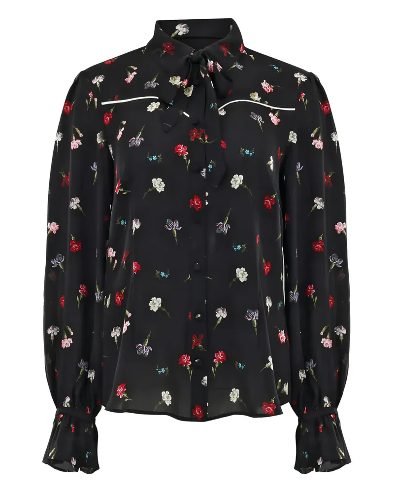 Cinq à Sept floral tie blouse - Schwarz Schwarz