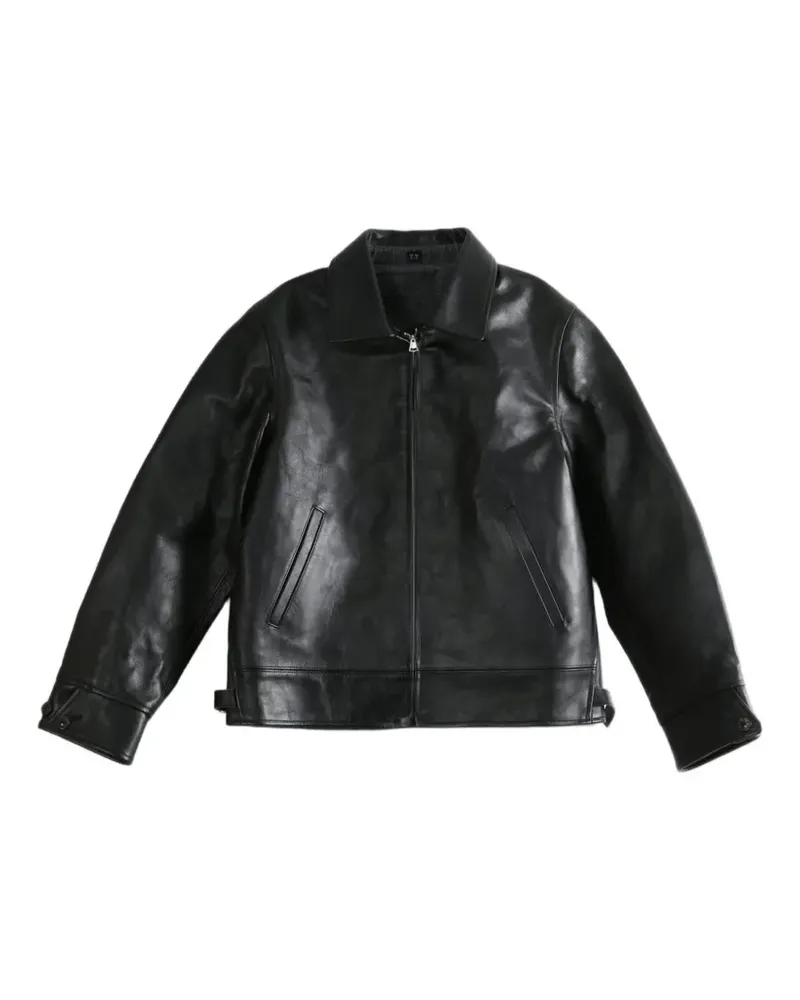 Taiga Takahashi leather zip-up jacket - Schwarz Schwarz