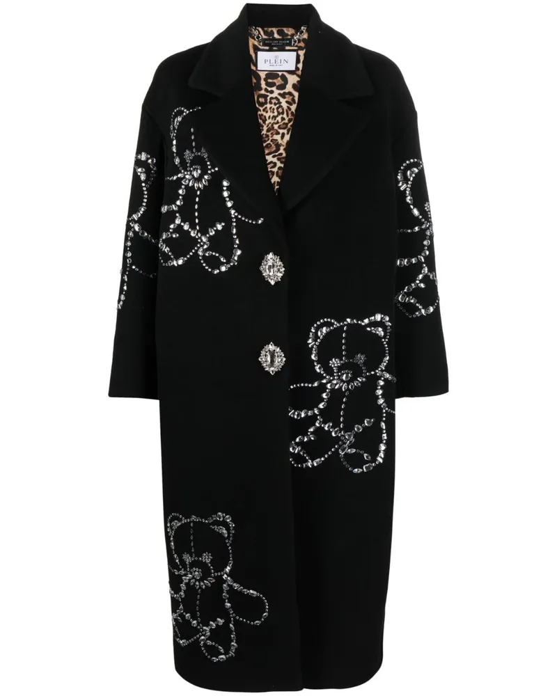 Philipp Plein Oversized-Mantel mit Teddy - Schwarz Schwarz