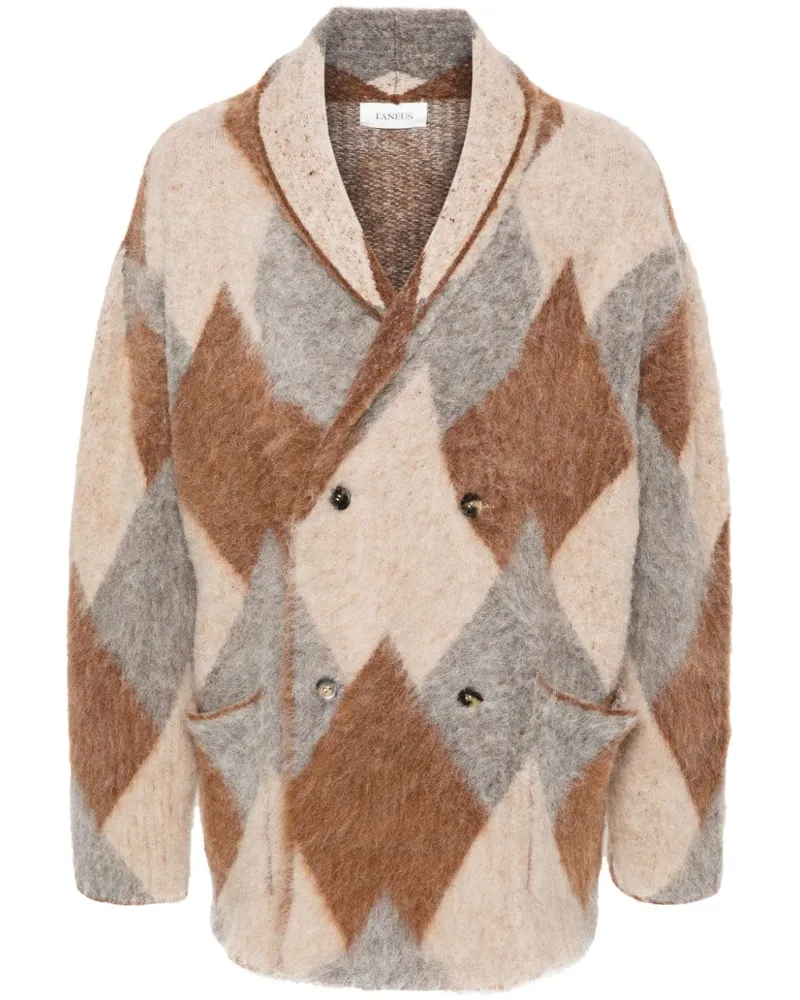 Laneus Karierter Cardigan - Braun Braun
