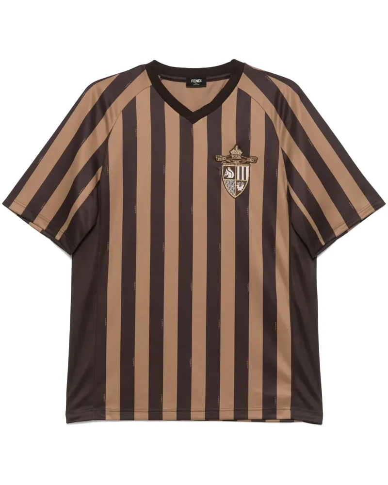 Fendi Gestreiftes T-Shirt Braun