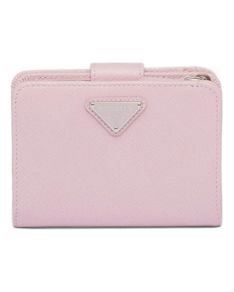 Prada Kleines Portemonnaie aus Saffiano-Leder mit Triangel-Logo - Rosa Rosa