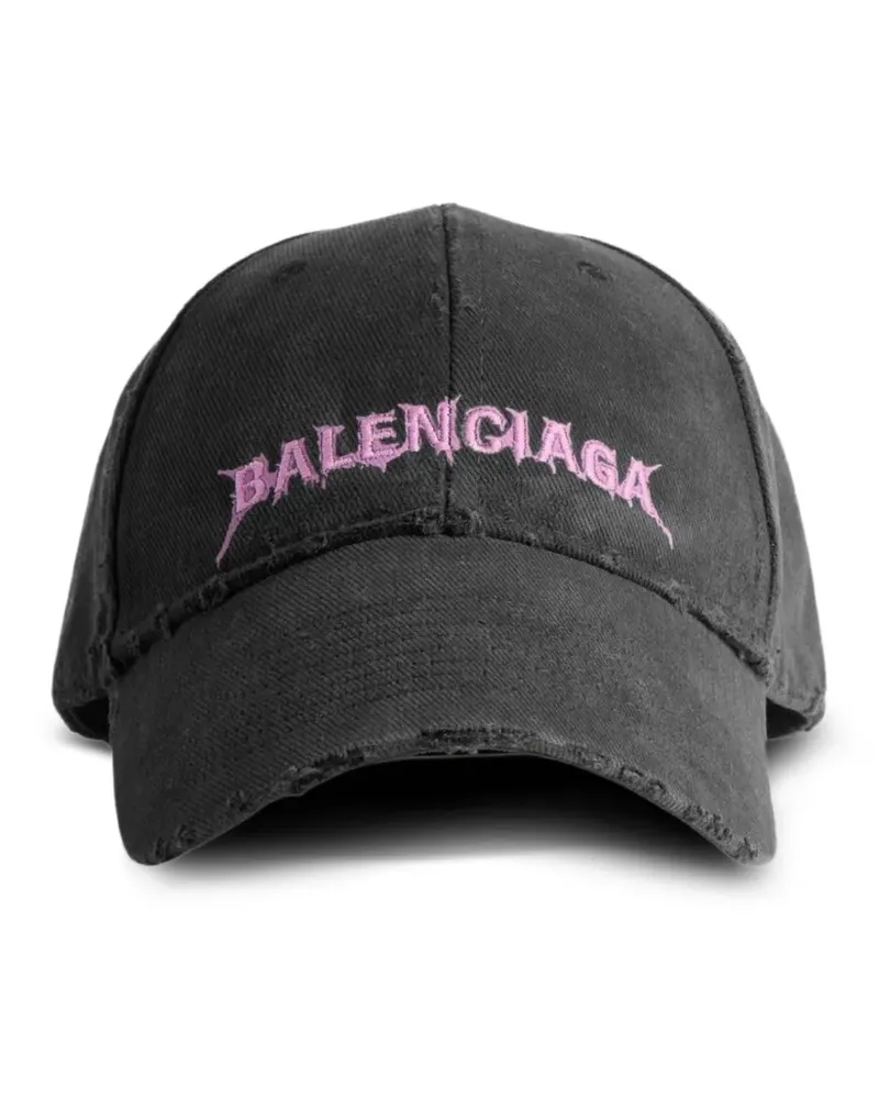 Balenciaga Baseballkappe im Distressed-Look - Schwarz Schwarz