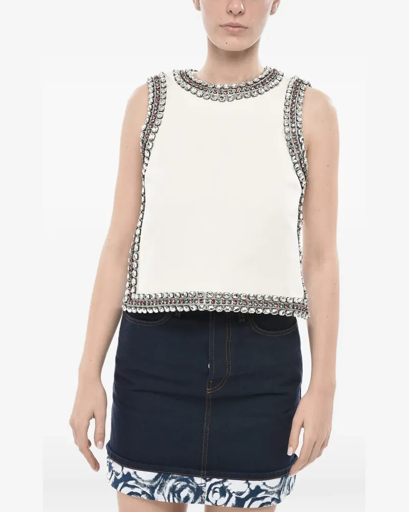 Gucci bare-back silk-blend top with jeweled edges - Nude Nude