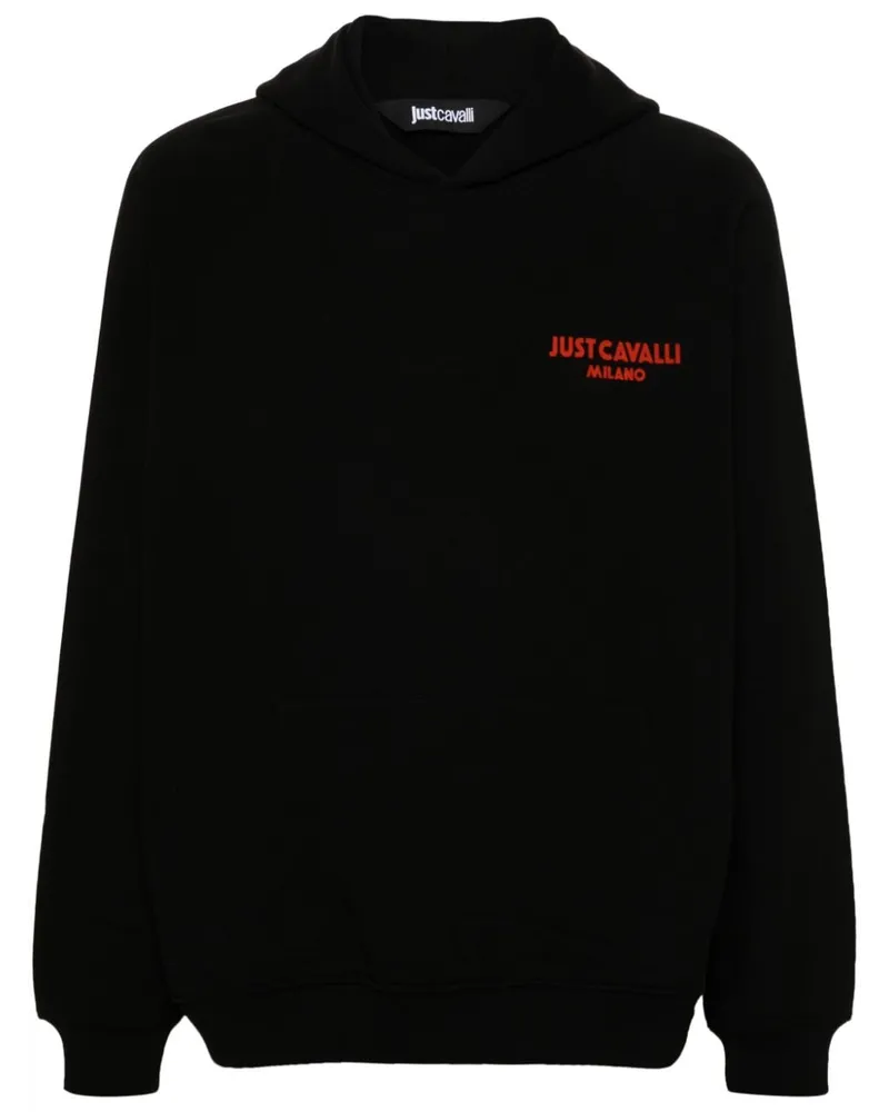 Just Cavalli Hoodie mit beflocktem Logo Schwarz