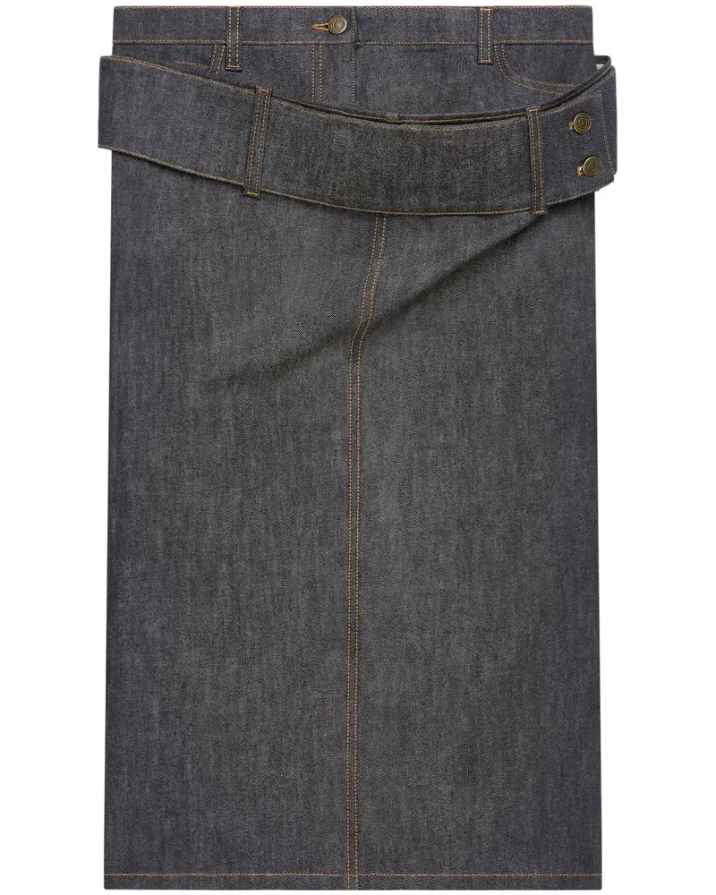 Courrèges Jeansrock mit doppeltem Gürtel - Grau Grau